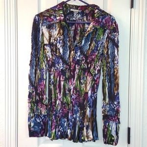 New w/o tags NEVER WORN, gorgeous multicolor Alberto Makali blouse size small!